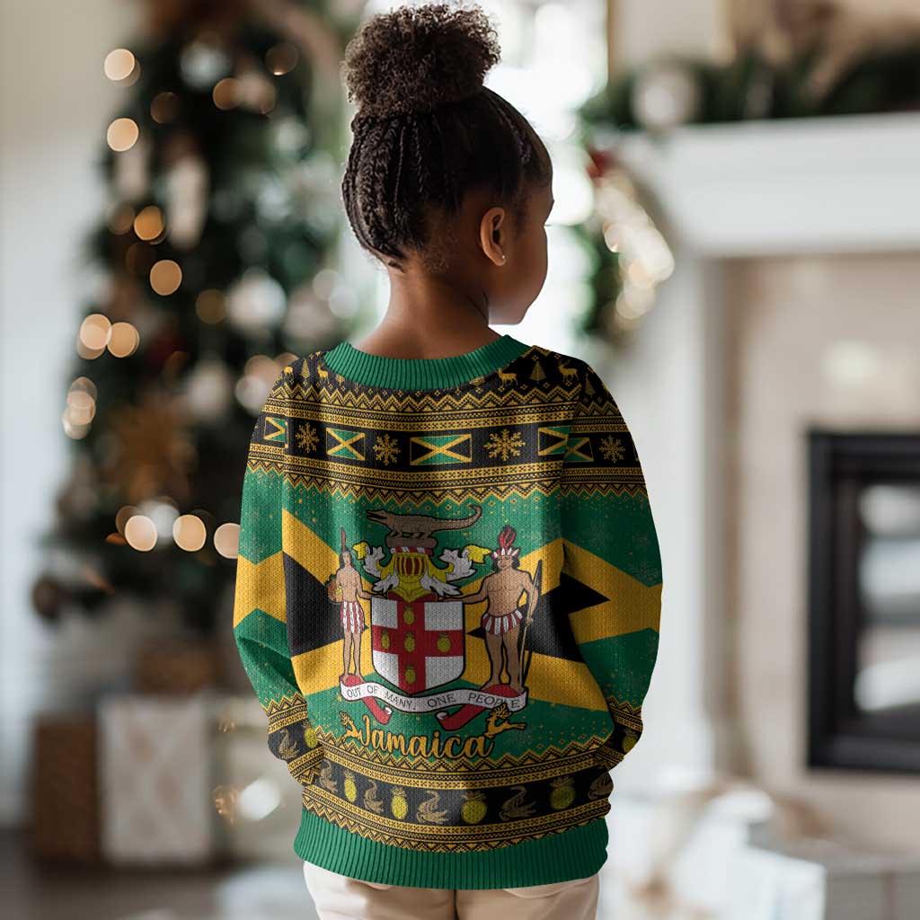 Afro-Jamaicans Kid Ugly Christmas Sweater Coat Of Arms with Merry Christmas LT15