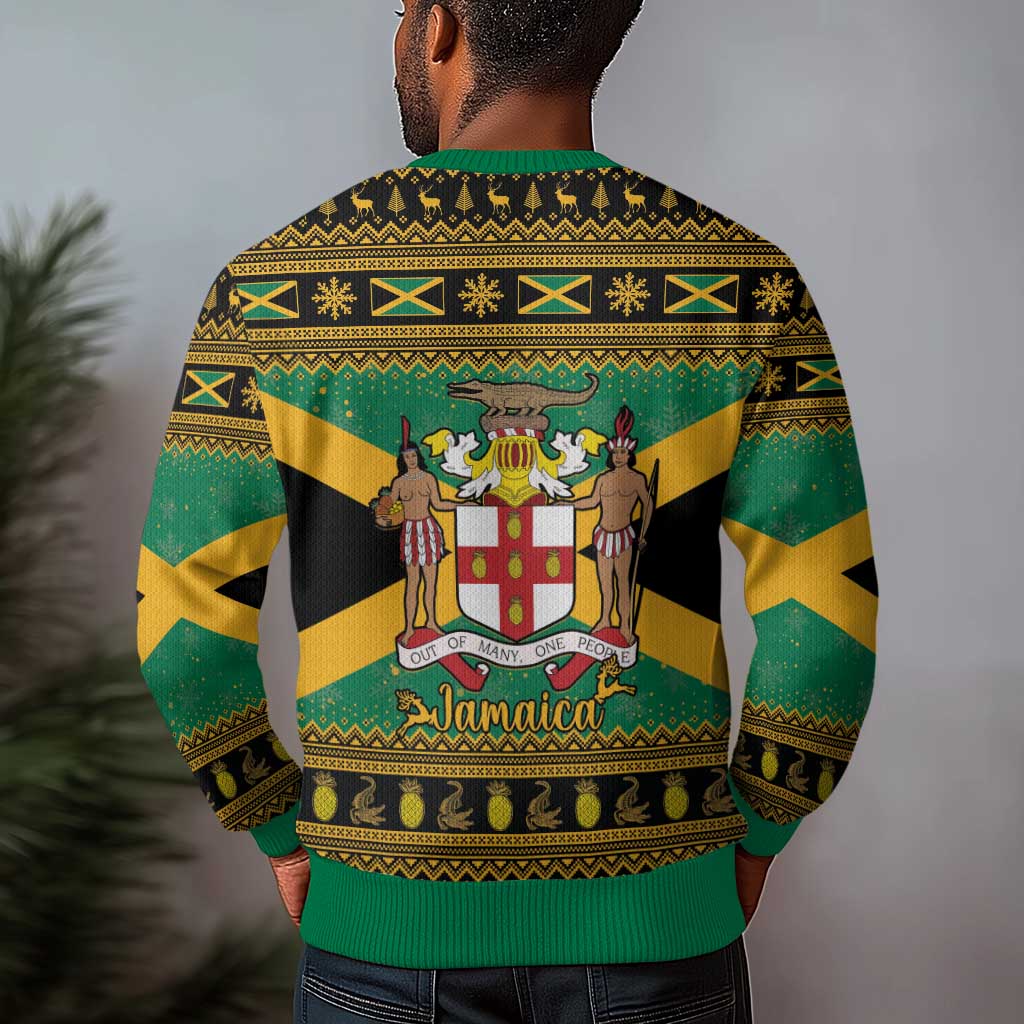 Afro-Jamaicans Ugly Christmas Sweater Coat Of Arms with Merry Christmas LT15