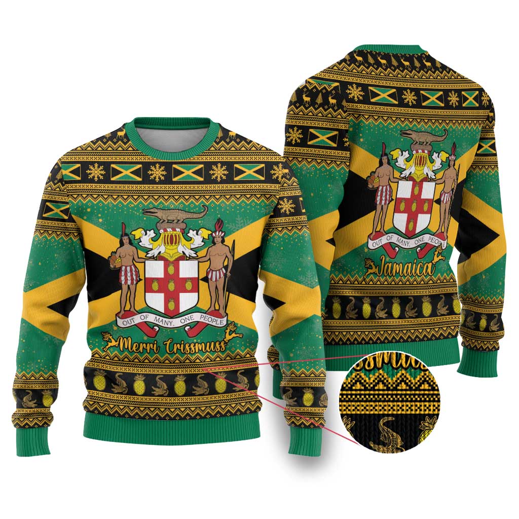 Afro-Jamaicans Ugly Christmas Sweater Coat Of Arms with Merry Christmas LT15