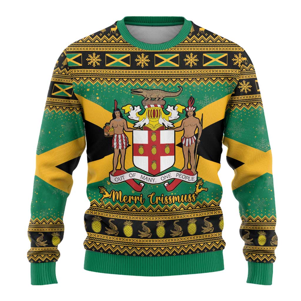 Afro-Jamaicans Ugly Christmas Sweater Coat Of Arms with Merry Christmas LT15