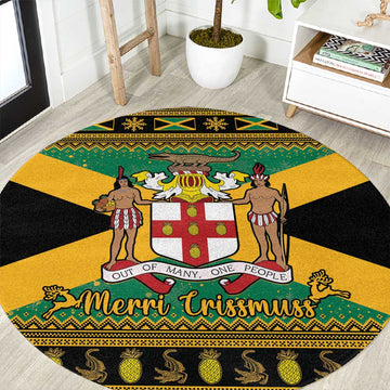 Afro-Jamaicans Round Carpet Coat Of Arms - Merry Christmas LT15