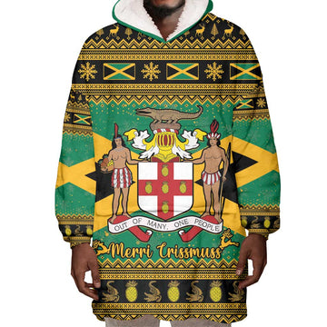 Afro-Jamaicans Wearable Blanket Hoodie Coat Of Arms - Merry Christmas LT15