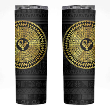 African Adinkra Skinny Tumbler Sankofa Bird - Gold Version - Chest Arm Tattoo LT15