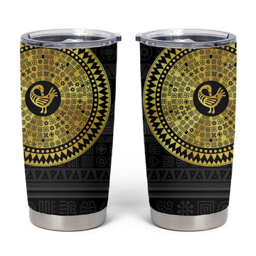 African Adinkra Tumbler Cup Sankofa Bird - Gold Version - Chest Arm Tattoo LT15