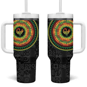 African Sankofa Bird Tumbler With Handle Adinkra Symbols - Chest Arm Tattoo LT15