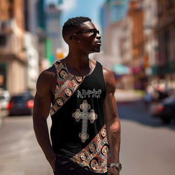Personalized Ethiopia Men Tank Top Ethiopian Orthodox Church Angel Black Color LT15