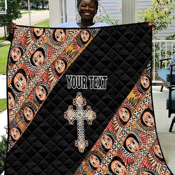 Personalized Ethiopia Quilt Ethiopian Orthodox Church Angel Black Color LT15