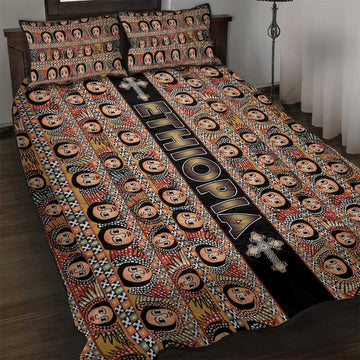 Ethiopia Quilt Bed Set Ethiopian Tewahedo Angel Orthodox Black Color LT15