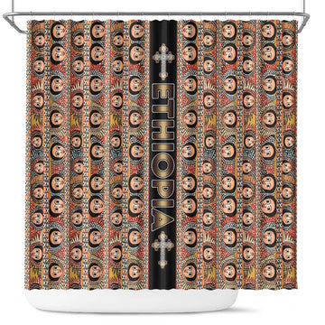 Ethiopian Tewahedo Angel Orthodox Shower Curtain Black Color LT15
