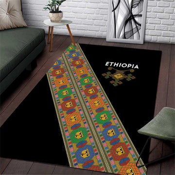 Ethiopia Saba Kemis Sash Style Area Rug Black Color LT15