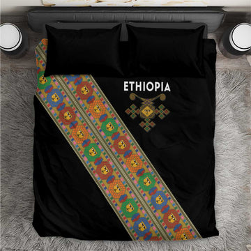 Ethiopia Saba Kemis Sash Style Bedding Set Black Color LT15