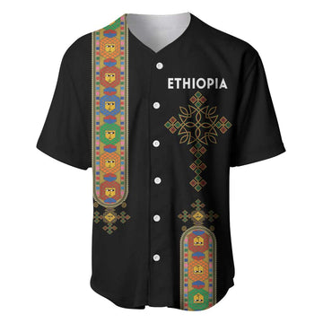 Ethiopia Saba Kemis Baseball Jersey Lion Of Judah Black Color LT15