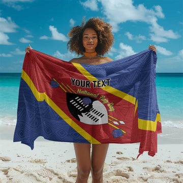 Personalized Happy Swaziland National Flag Day Sarong Nguni Shield Flag Style - African Pattern LT15