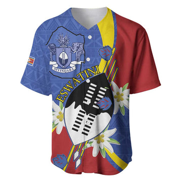 Umbuso weSwatini Baseball Jersey Nguni Shield Edelweiss Flower LT15