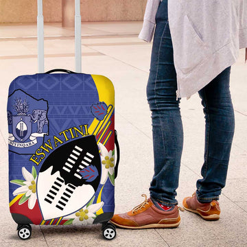 Eswatini Luggage Cover Nguni Shield Edelweiss Flower LT15