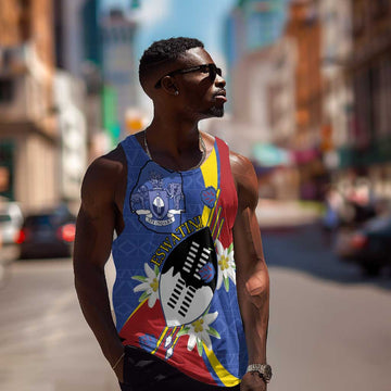 Umbuso weSwatini Men Tank Top Nguni Shield Edelweiss Flower LT15