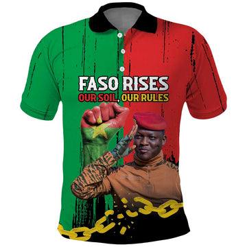 Ibrahim Traore Polo Shirt Faso Rises Our Soil Our Rules LT15