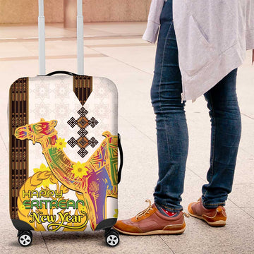 Happy Eritrea New Year Luggage Cover Adey Abeba Flower With Habesha Tilet Pattern LT15