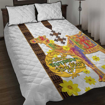 Melkam Enkutatash Eritrean Quilt Bed Set Camel With Habesha Tilet Pattern LT15