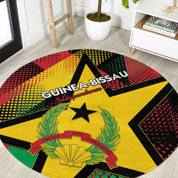 Happy Guinea-Bissau Round Carpet Independence Day LT15