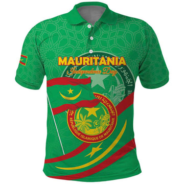 Personalized Mauritania Independence Day Polo Shirt Coat Of Arms With Map LT15