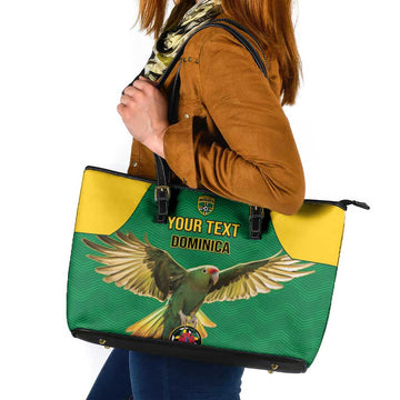 Custom Dominica Football Leather Tote Bag Sisserou Parrot Green Color LT15
