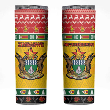 Afro Zimbabwe Christmas Skinny Tumbler Coat Of Arms - African Pattern LT15