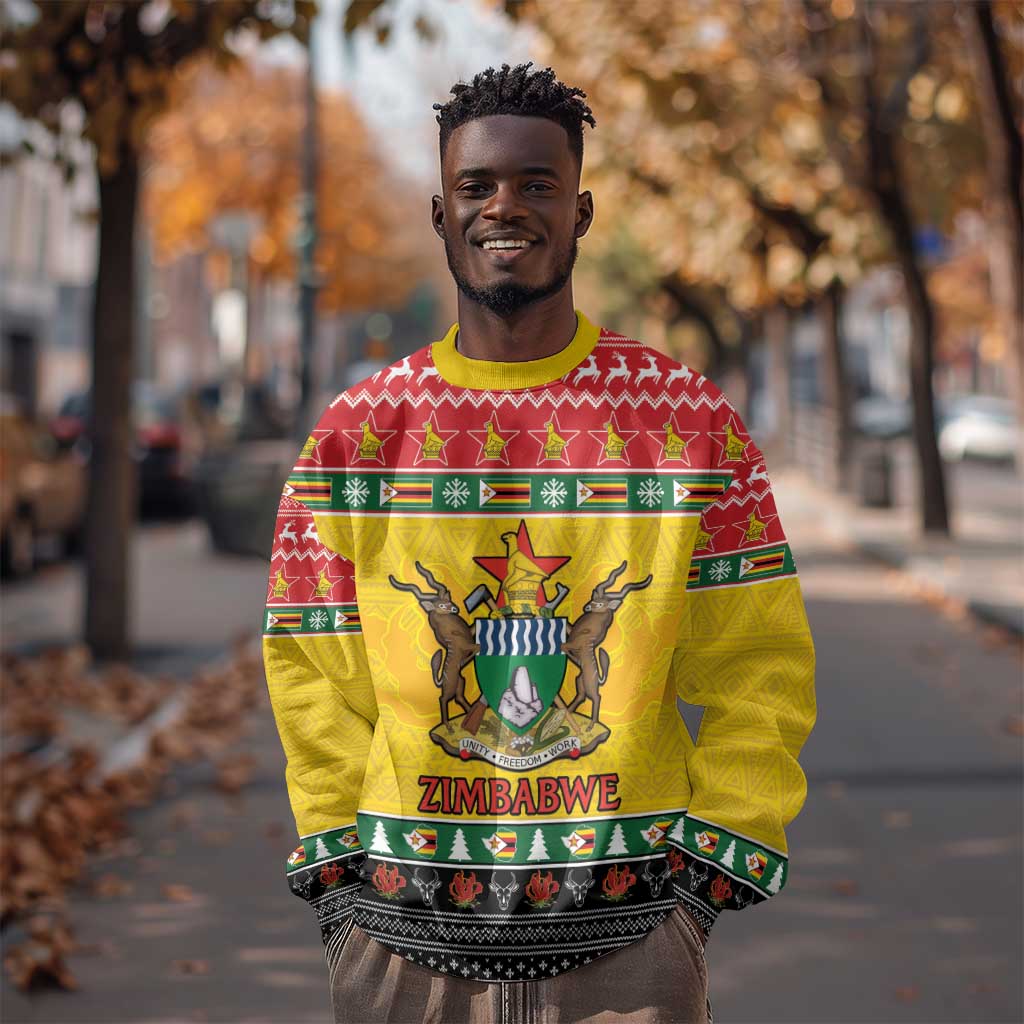Afro Zimbabwe Christmas Sweatshirt Coat Of Arms - African Pattern LT15