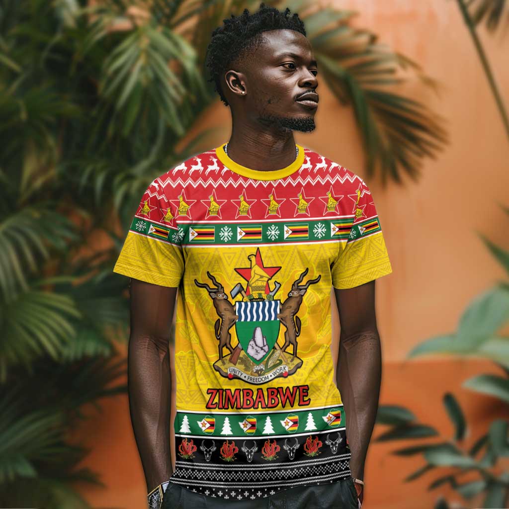 Afro Zimbabwe Christmas T shirt Coat Of Arms - African Pattern LT15
