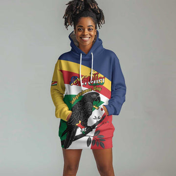 Personalized Happy Seychelles Independence Day Hoodie Dress Black Parrot Coat Of Arms LT15