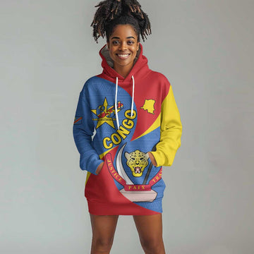 Congo-Kinshasa Independence Day Hoodie Dress Coat Of Arms - African Pattern LT15