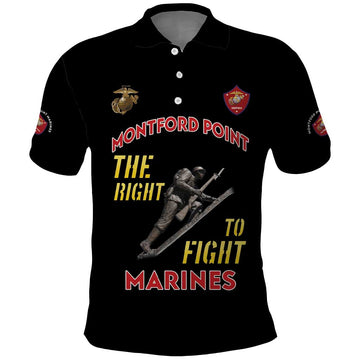 Montford Point Marines Polo Shirt The Right To Fight - Black LT15