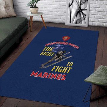 African American Heroes Area Rug Montford Point Marines - Blue LT15