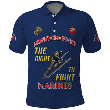 Montford Point Marines Polo Shirt The Right To Fight - Blue LT15