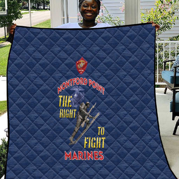 African American Heroes Quilt Montford Point Marines - Blue LT15