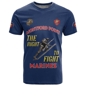 African American Heroes T shirt Montford Point Marines - Blue LT15