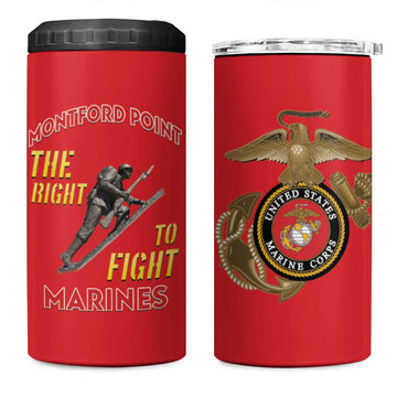 African American Heroes 4 in 1 Can Cooler Tumbler Montford Point Marines - Red LT15