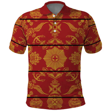 Lesotho Seanamarena Kharetsa Royal Red Polo Shirt Basotho Traditional Blanket Style LT15