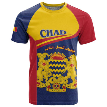 Afro Tchad Personalised T shirt Coat Of Arms - African Pattern LT15