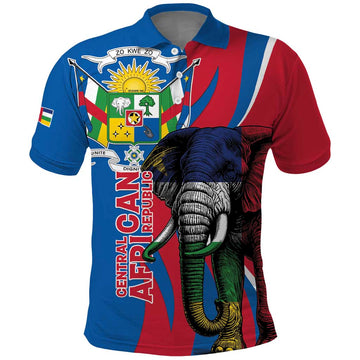 Personalised Central African Republic Polo Shirt Elephant Coat Of Arms LT15