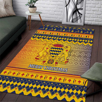 Afro Chad Christmas Area Rug Coat Of Arms With African Pattern LT15