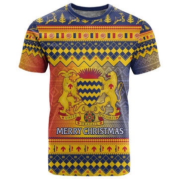 Afro Chad Christmas T shirt Coat Of Arms With African Pattern LT15