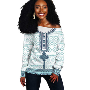 Eritrea Off Shoulder Sweater African Pattern - Habesha Style LT15