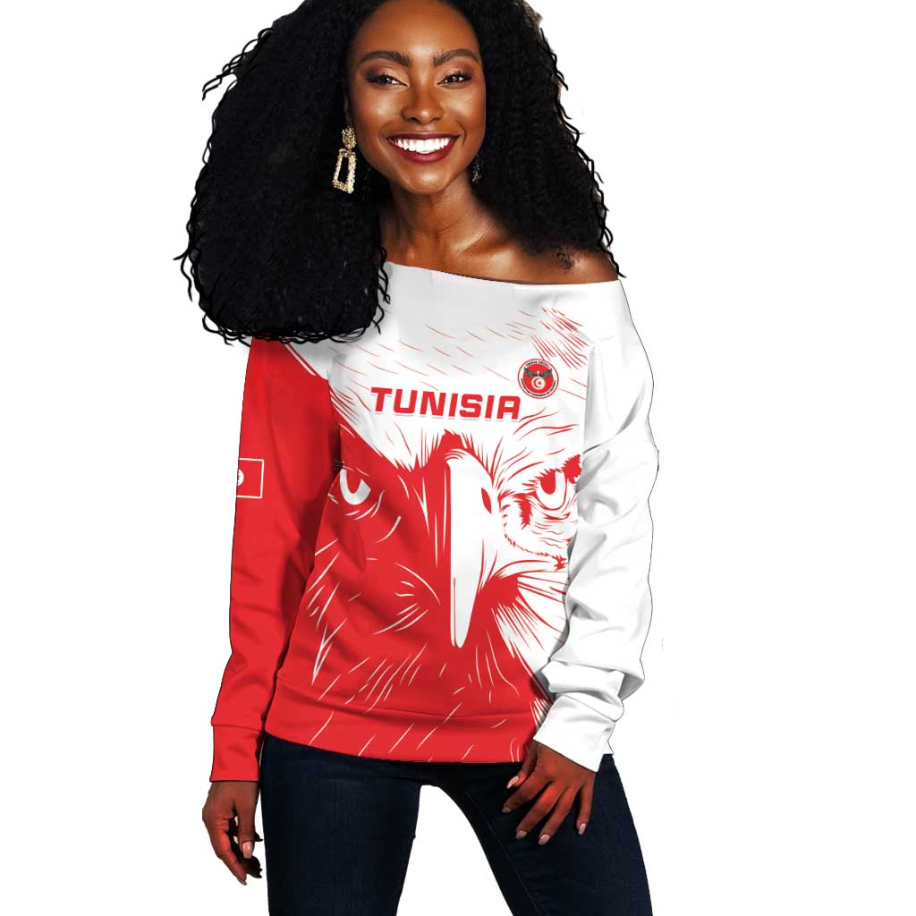 Custom Tunisia Football Off Shoulder Sweater Go Champions LT15