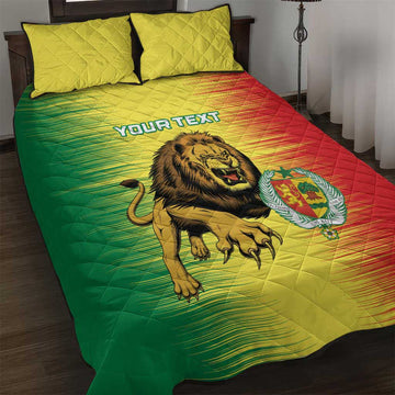 Custom Afro Senegal Football Quilt Bed Set Lions of Teranga - Flag Style LT15