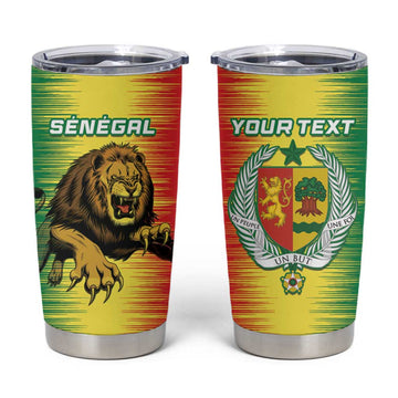 Custom Afro Senegal Football Tumbler Cup Lions of Teranga - Flag Style LT15