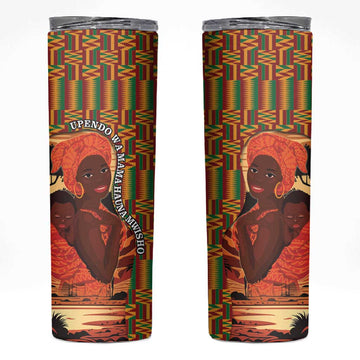 African Happy Mother's Day Skinny Tumbler Black Mothers Kente Pattern LT15