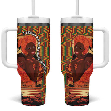 African Happy Mother's Day Tumbler With Handle Black Mothers Kente Pattern LT15