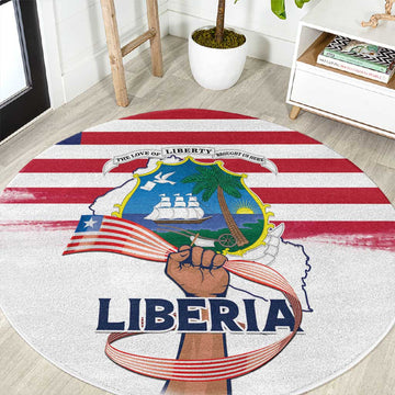 Liberia Flag Day Round Carpet Coat Of Arms With Map LT15