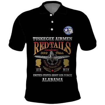 Personalized Red Tails Legacy Polo Shirt Tuskegee Airmen WWII Heroes - Black Color LT15
